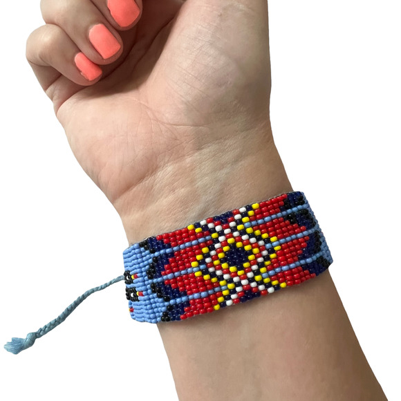 Boho Southwestern Beaded Woven Braided Friendship Bracelet - Picture 1 of 5